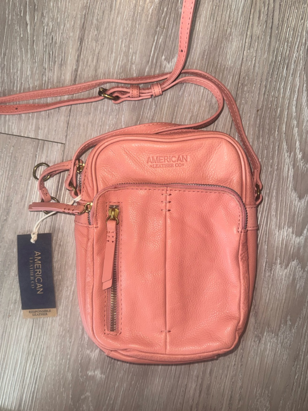 American Leather Co. Coral Pink Pebbled Leather Crossbody